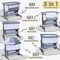 Spanspace 5-in-1 Baby Bassinet Bedside Sleeper for Newborns, Baby Crib with Mosquito Net, 6-Height Adjustable, Foldable Travel Bassinet with Wheels, Breathable 3D Wool Mattress and Rocking Mode, Gray
